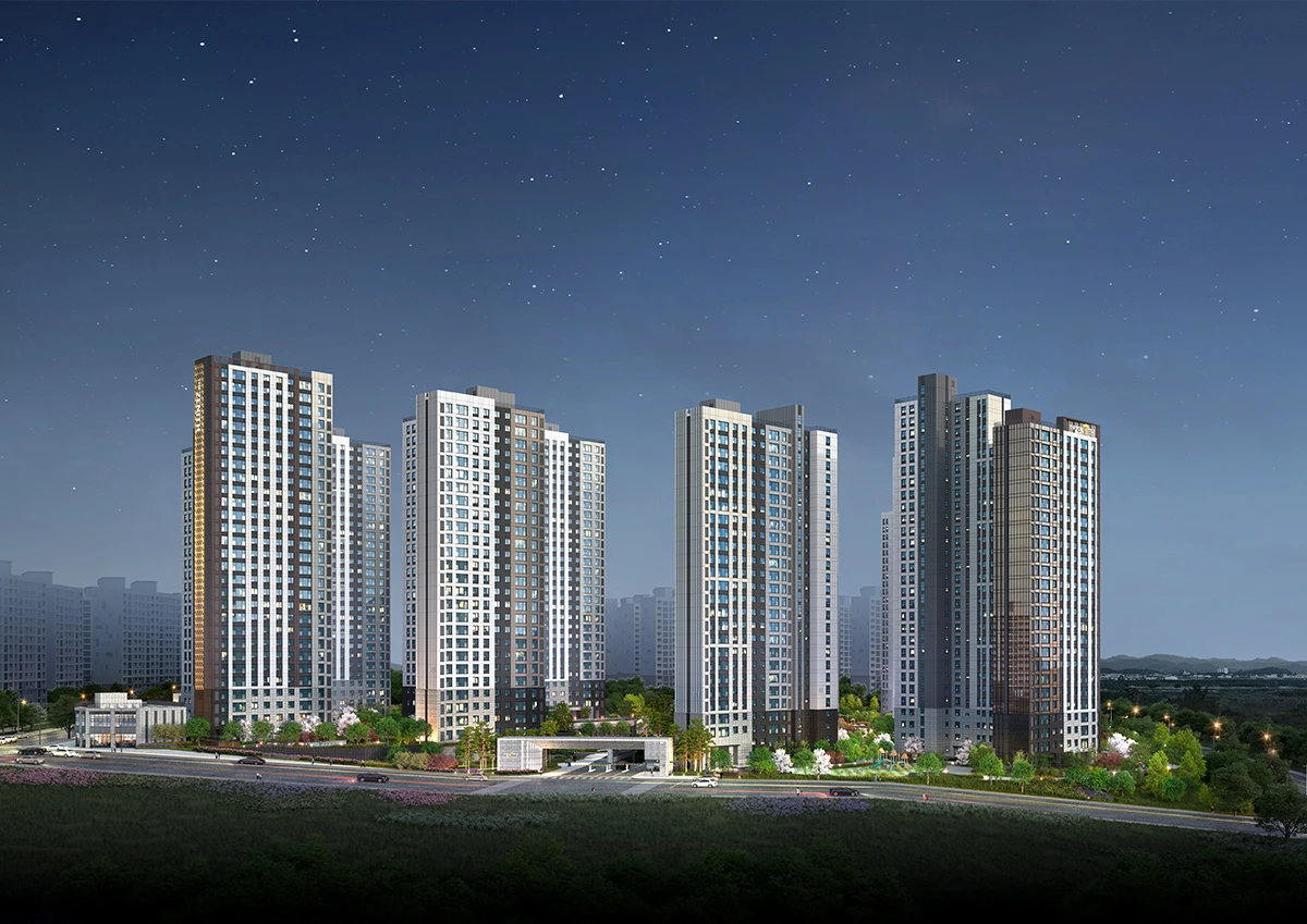 두산 위브 더 제니스 센트럴 천안 야간 조감도