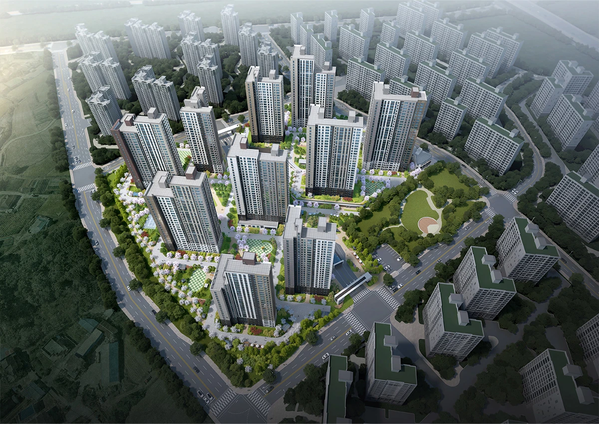 두산 위브 더 제니스 센트럴 천안 항공 조감도