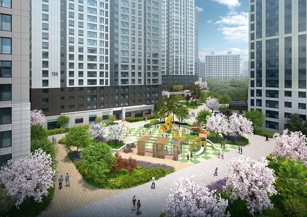 두산 위브 더 제니스 센트럴 천안 단지 내부 조경